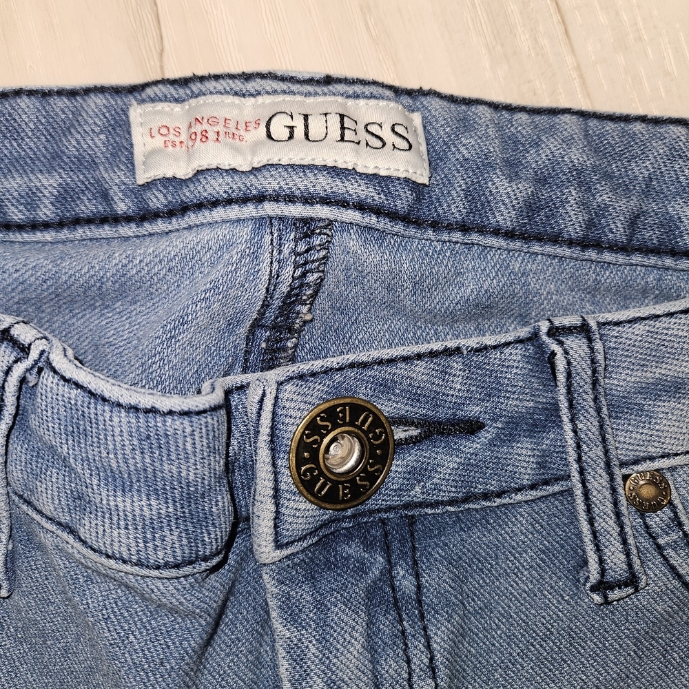 Guess Vintage Straight Leg Jeans Blue Wash US M EU 38 Mexico Faux Front Pockets - Picture 6 of 10